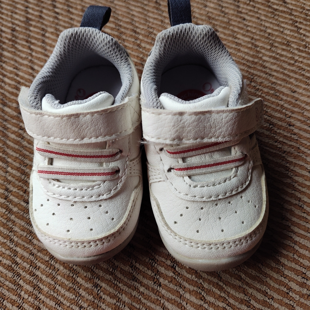 Stride Rite White Baby Shoes with Red Details